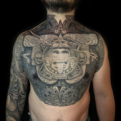 Japanese animal, dagger, mask and skull Tattoo by Goethe Silva — Los Angeles, CA