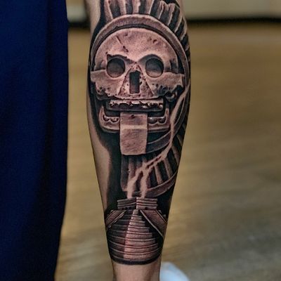 Illustrative feathers, mask and skull Tattoo by Goethe Silva — Los Angeles, CA
