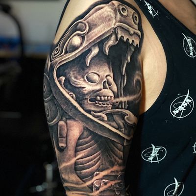 Realism skull and snake Tattoo by Goethe Silva — Los Angeles, CA