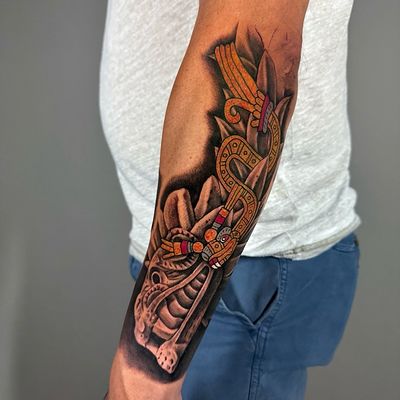 Quetzalcoatl with Codex (the feathered serpent)
